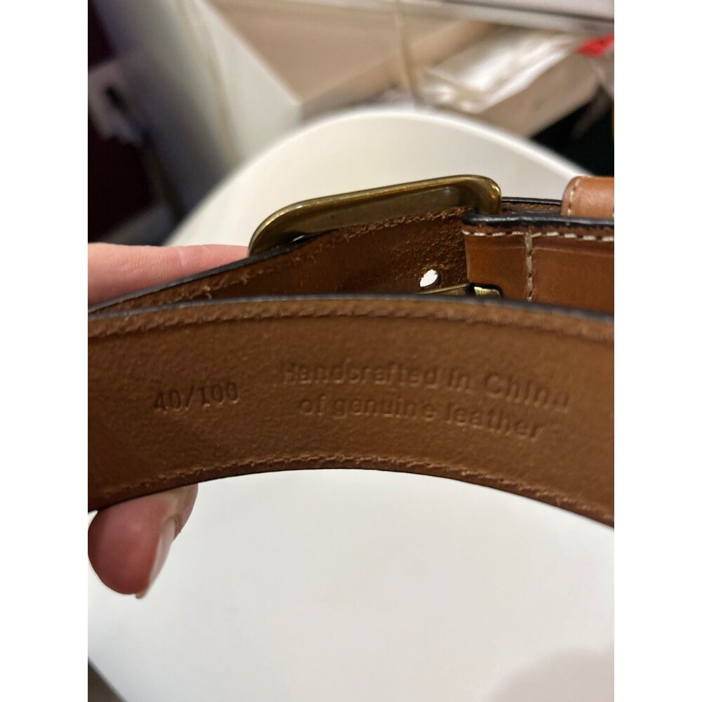 Men’s Light Brown Genuine Leather Belt size 40/100 cm Gold Buckle - Picture 3 of 3